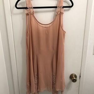 Free People Sheer Nude Coverup with Beaded Detail